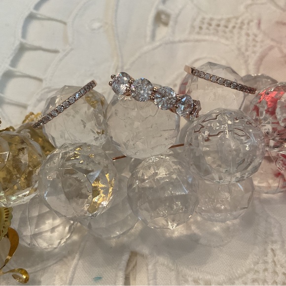 NEW/WITHOUT TAGS ITALY, 925 STERLING ROSE GOLD CUBIC ZIRCONIA WEDDING SET SIZE 6 - Picture 6 of 16